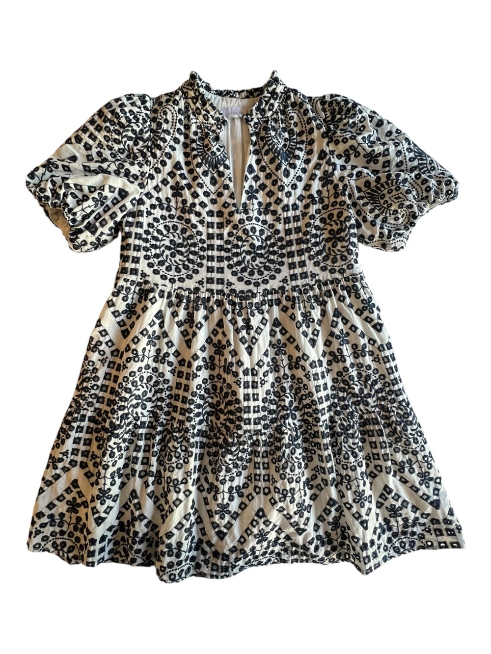 White & Navy 100% Cotton Womens Dress Size Medium